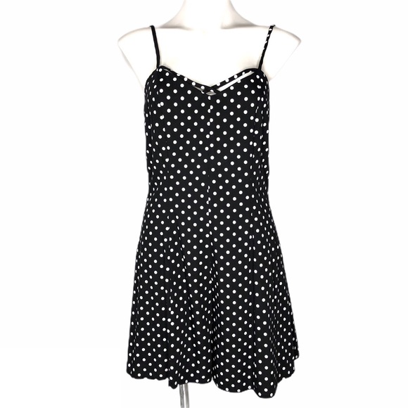 Vintage Nicole Elizabeth B&W Polka Dot Romper - Picture 1 of 8
